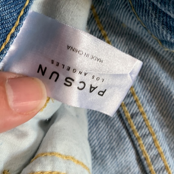 PAC Sun sz 25 high waist button fly distressed jeans raw hem euc - Picture 6 of 8